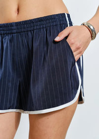 Parker Striped Track Shorts - Navy