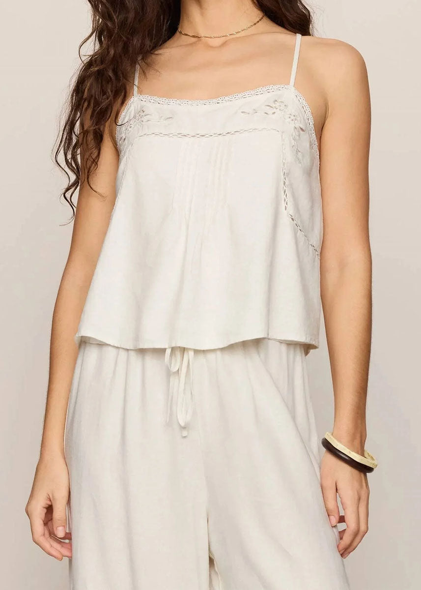 Lillie Embroidered Tank - White