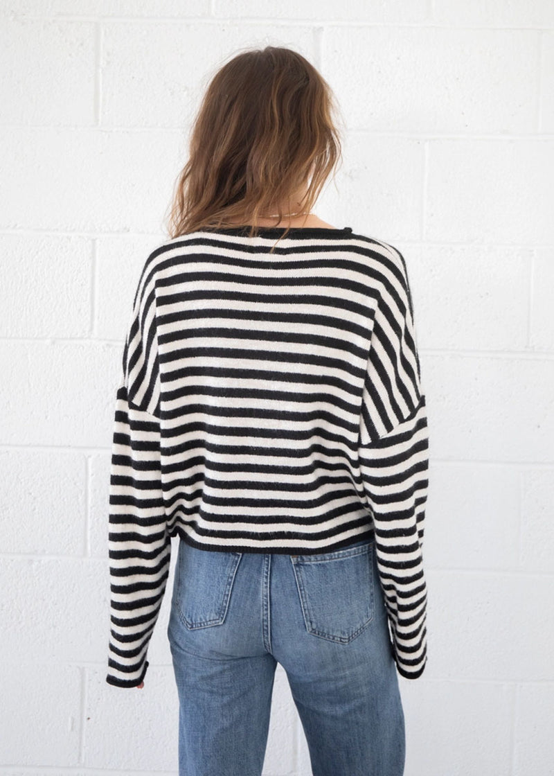 Piper Striped Cardigan - Ivory & Black