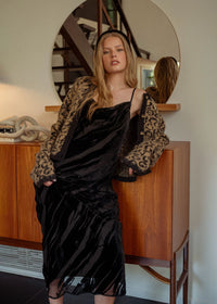 Clarisse Suede Textured Midi Dress - Black