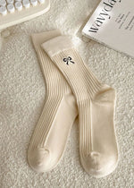 Embroidered Bow Socks