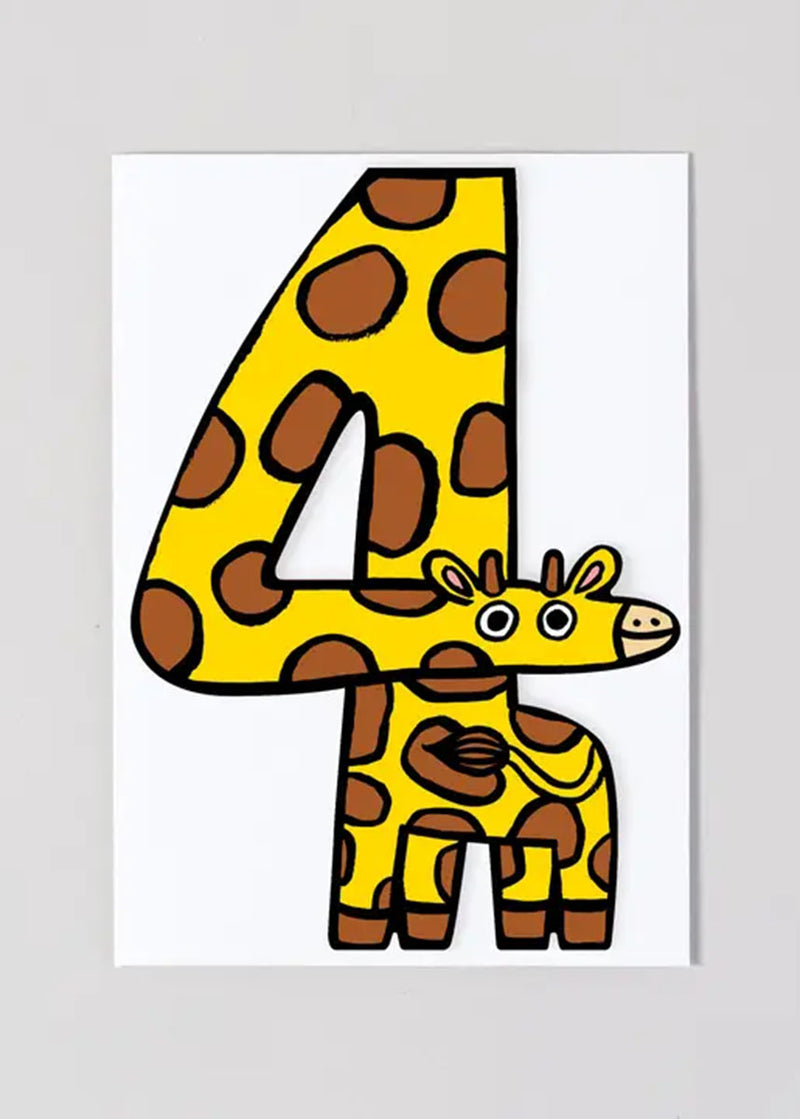 Giraffe 4th Birthday Card