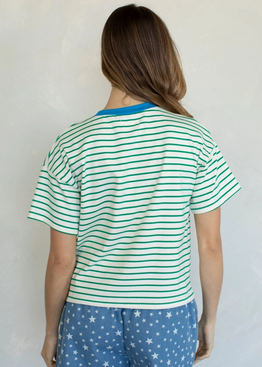 Georgia Striped Boxy Tee - Green