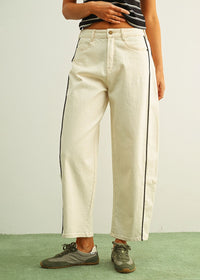 Berlin Piped Barrel Pant - Ecru & Black