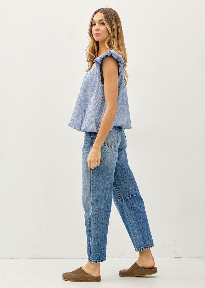 Cami Ruffle Sleeve Top - Blue