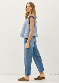 Cami Ruffle Sleeve Top - Blue
