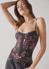 Printed Night Rhythm Bodysuit - Black Floral Combo