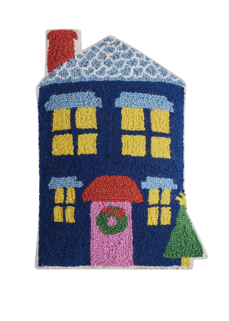 Blue House Shaped Hook Pillow