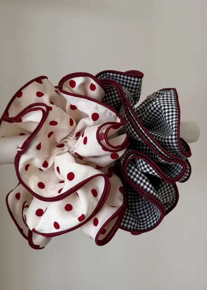 Black Gingham Ruffled Scrunchie