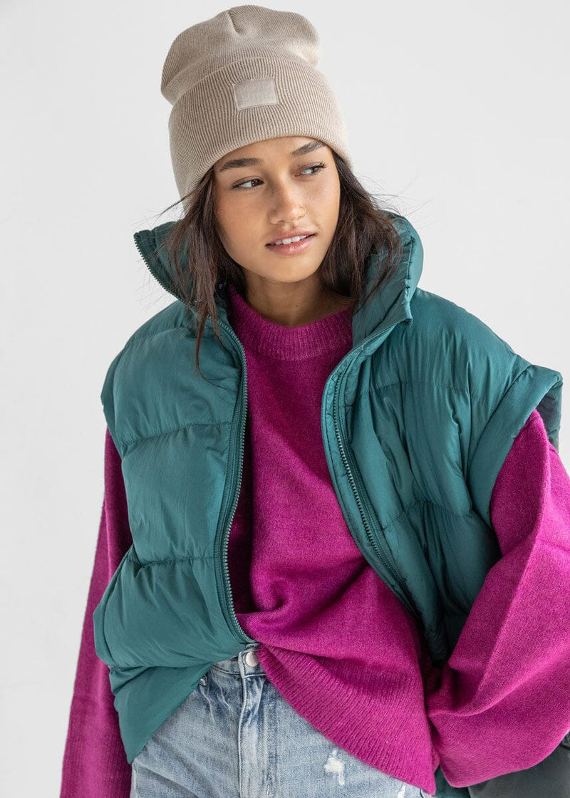 Adult Mad Hatter Knit Cuff Beanie - Feather