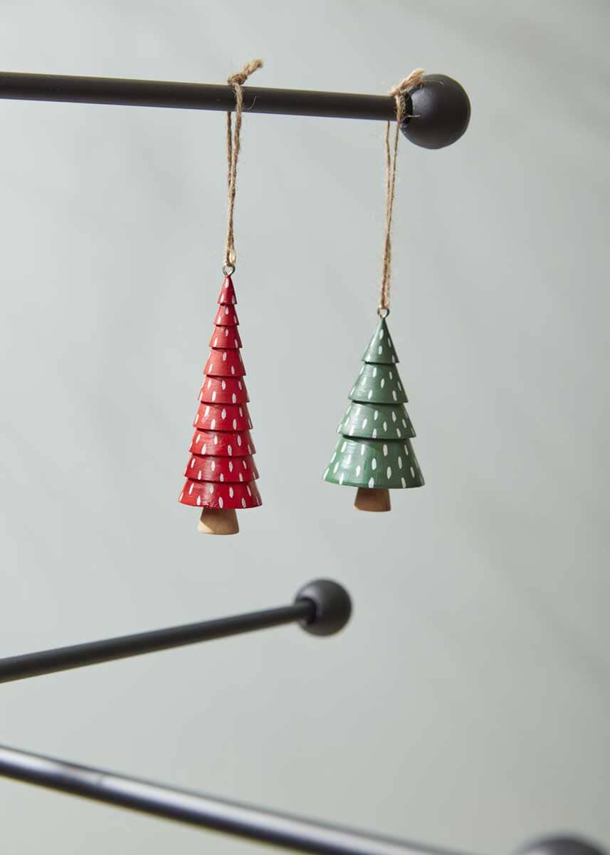 Festive Mini Tree Ornament - Red