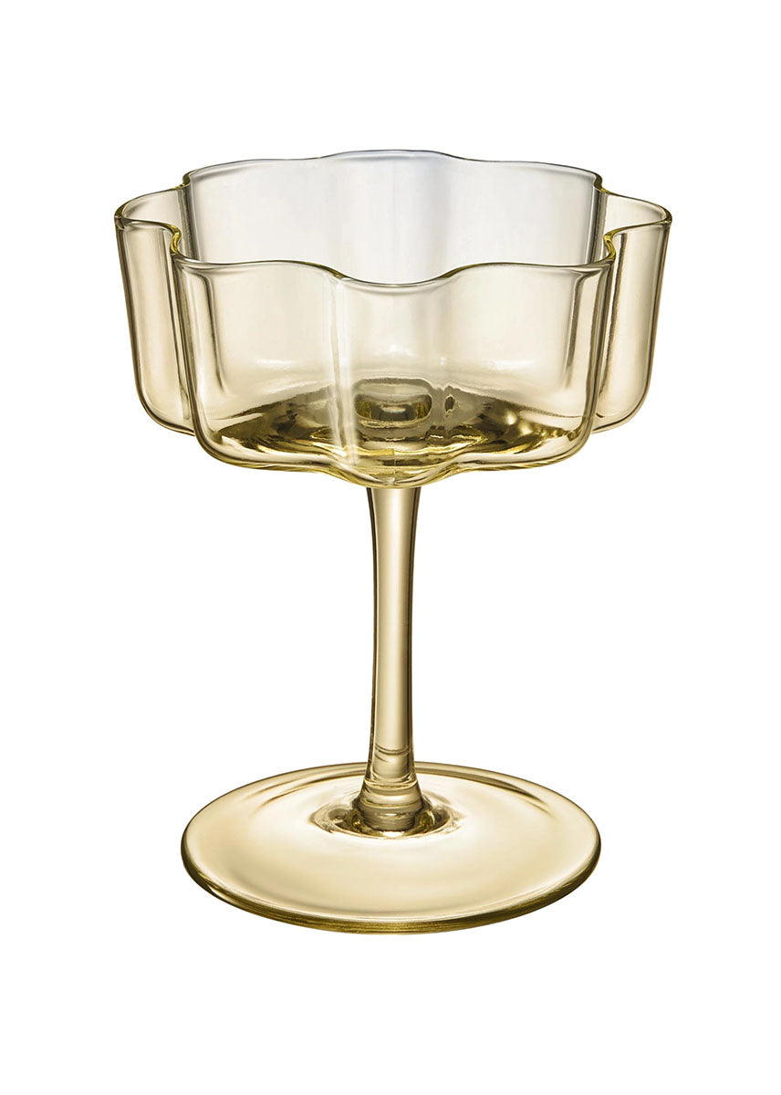 Bright Flower Wave Coupe Cocktail Glass