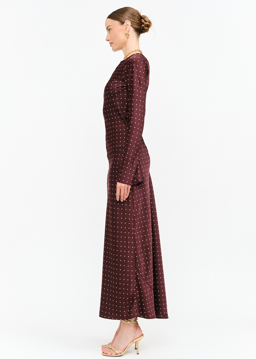 Georgie Polka Dot Dress - Burgundy