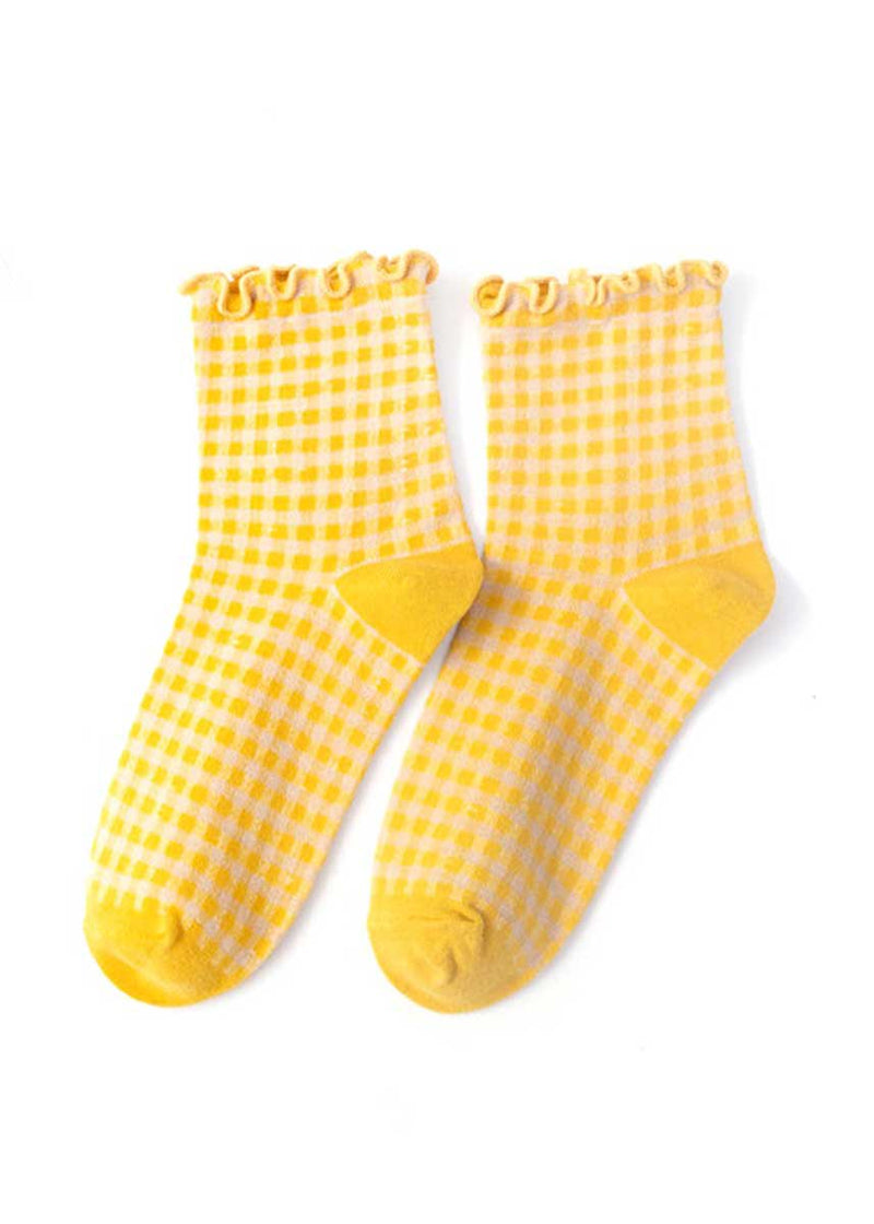 Frill Check Plaid Ankle Socks
