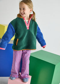 Color Block Fleece Pullover - Pink