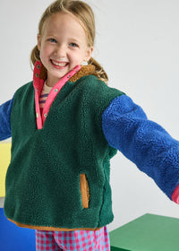 Color Block Fleece Pullover - Pink