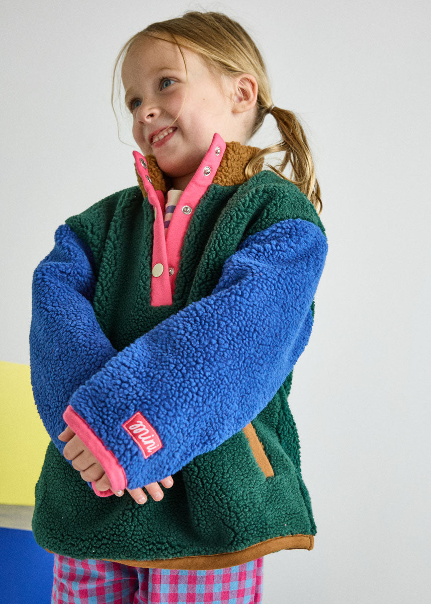 Color Block Fleece Pullover - Pink
