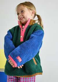 Color Block Fleece Pullover - Pink