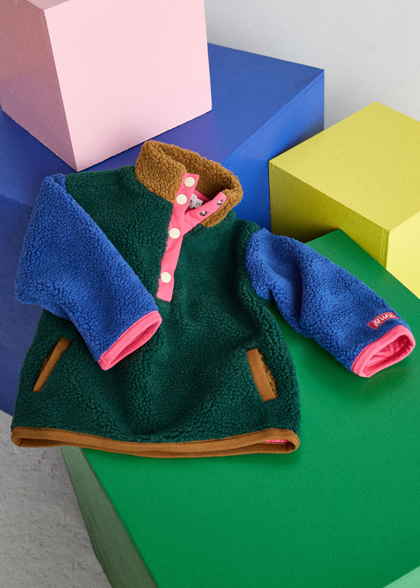 Color Block Fleece Pullover - Pink