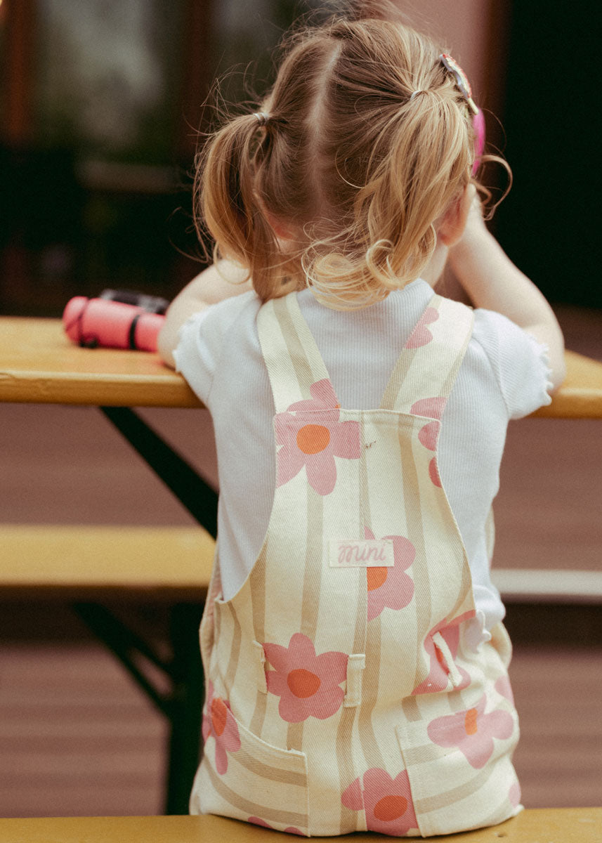 Striped Floral Overalls