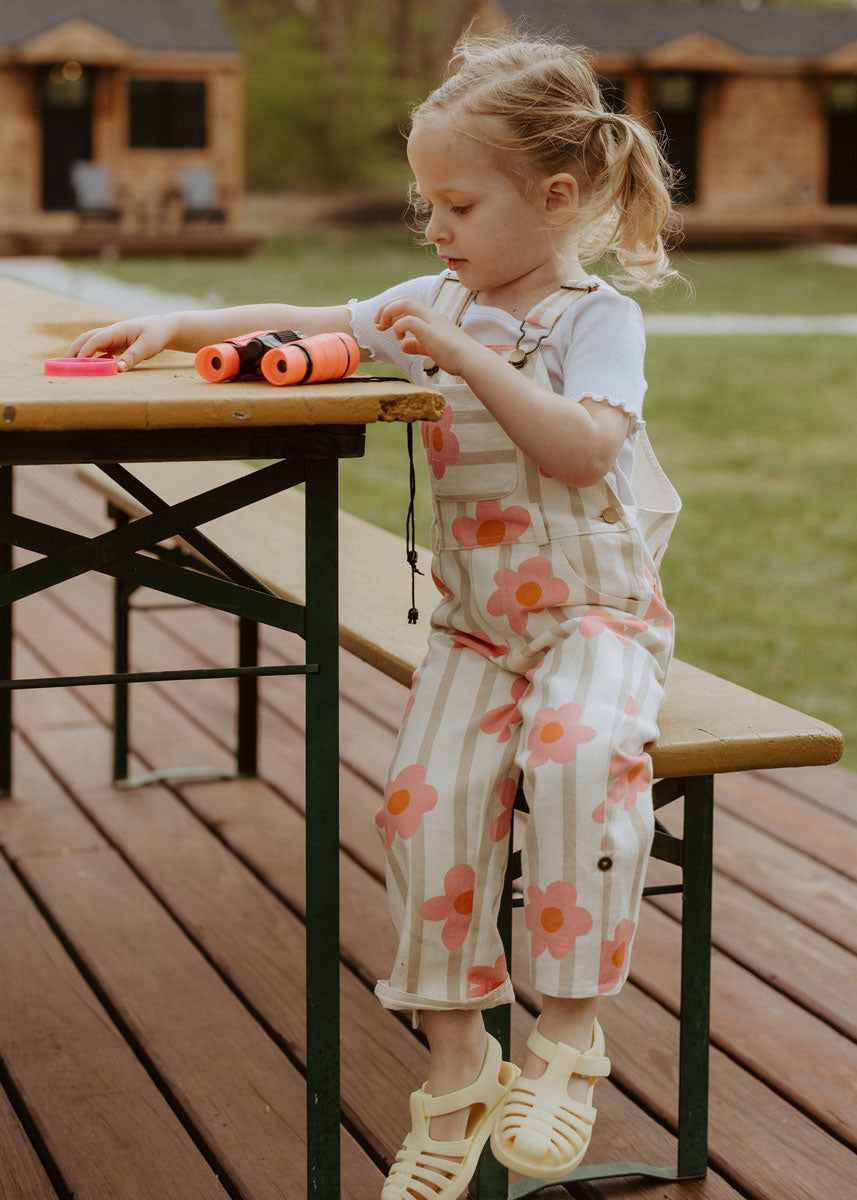 Striped Floral Overalls
