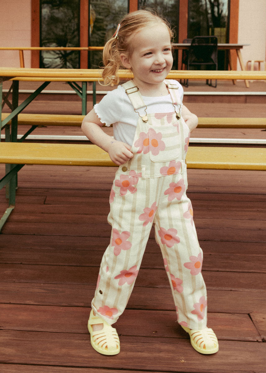 Striped Floral Overalls