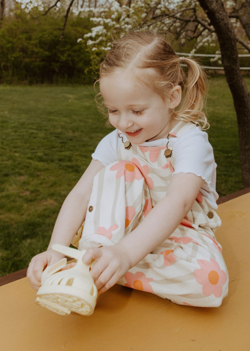 Striped Floral Overalls