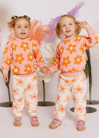 Floral French Terry Two-Tone Set - Pink & Ivory