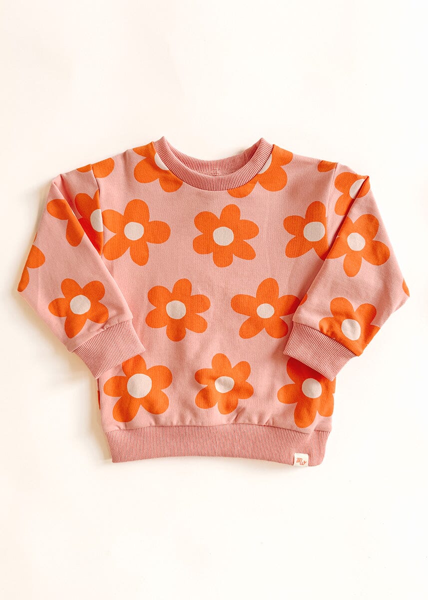 Floral French Terry Two-Tone Set - Pink & Ivory