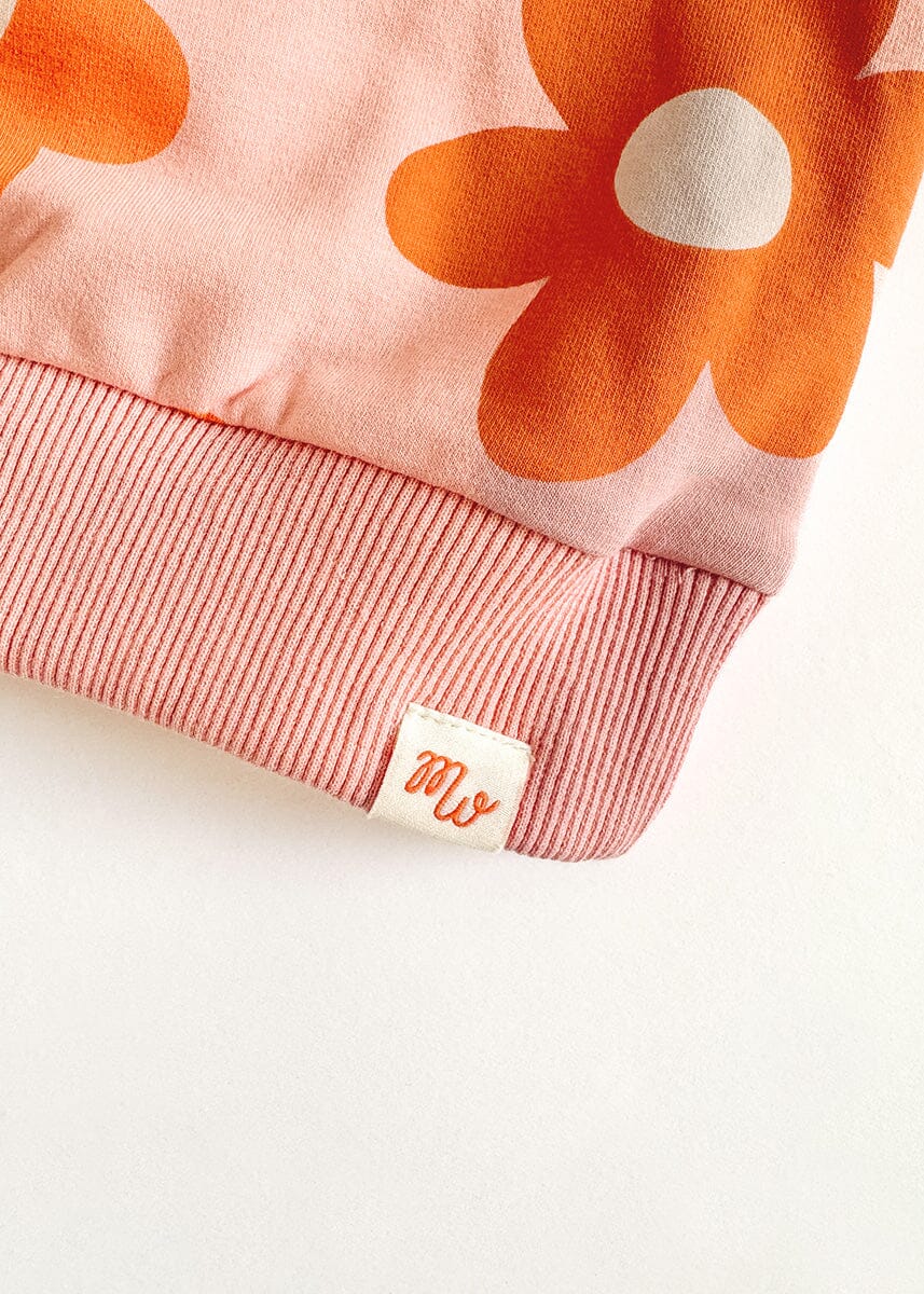 Floral French Terry Two-Tone Set - Pink & Ivory