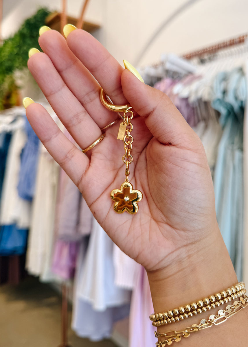 Flower Bag Charm - Gold