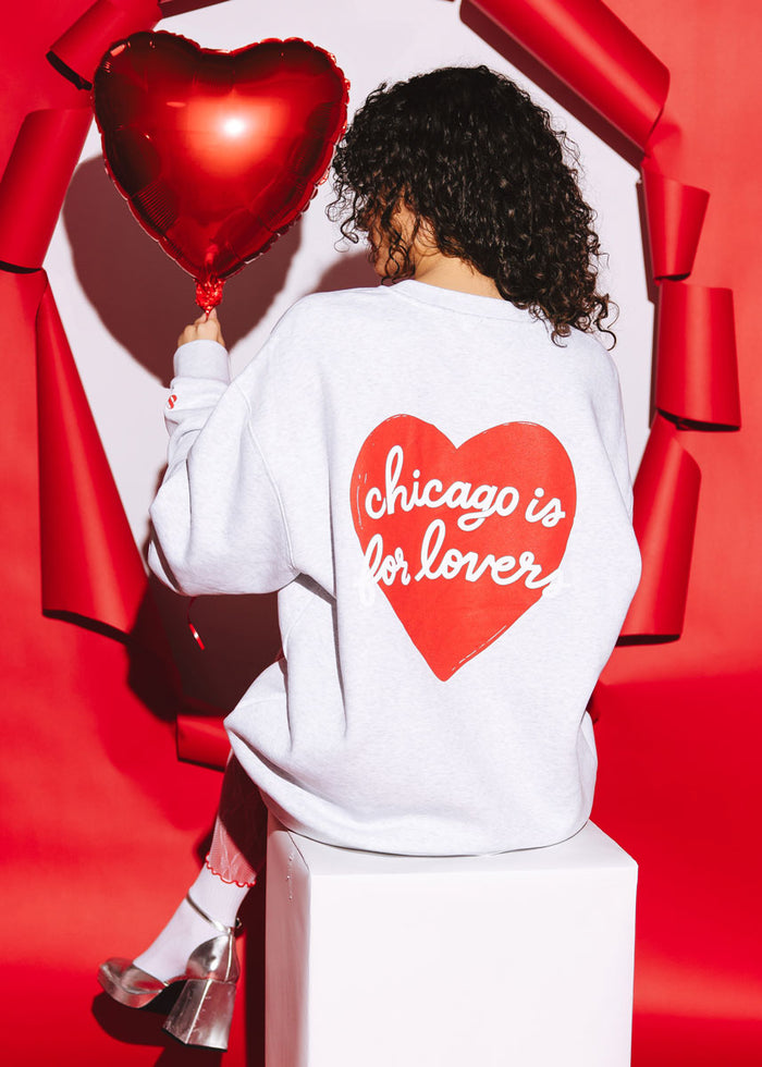 Chicago is For Lovers Crewneck Sweatshirt - Heather Grey