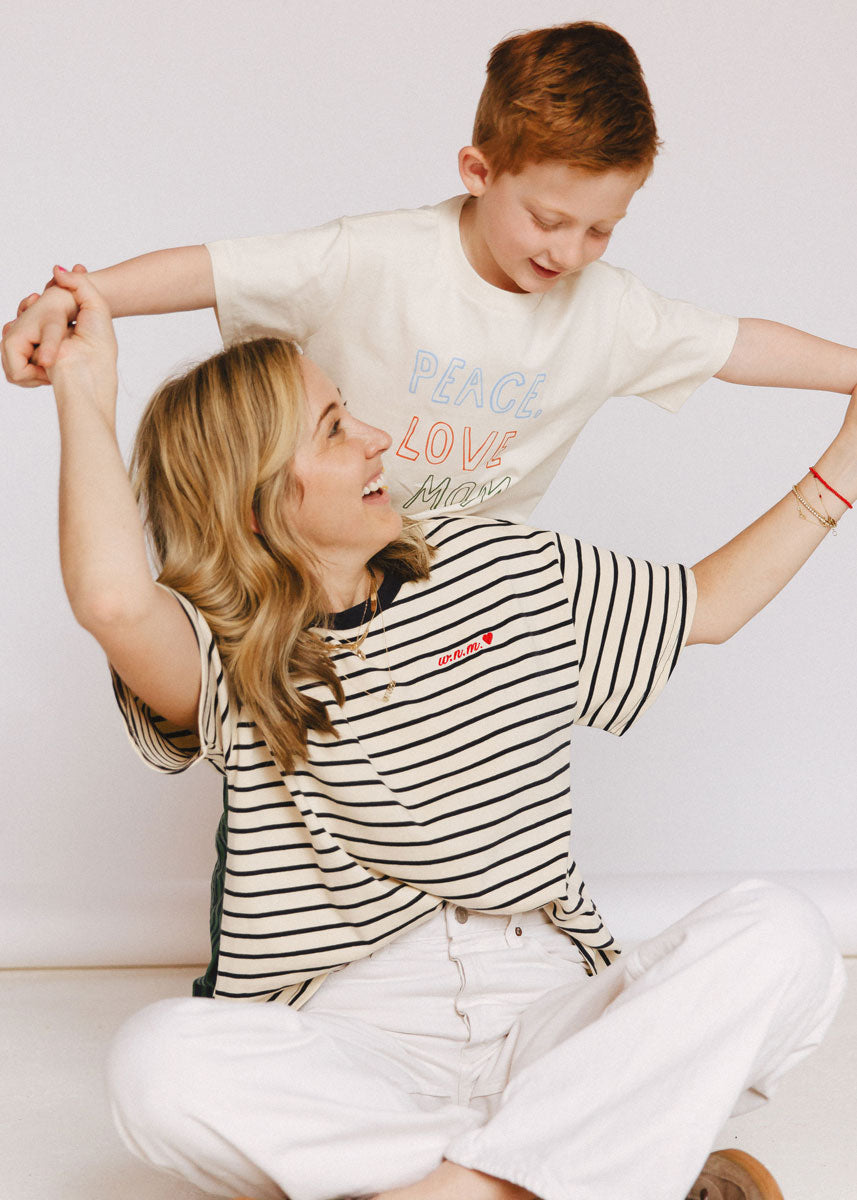 Landon Striped Tee - Natural Navy