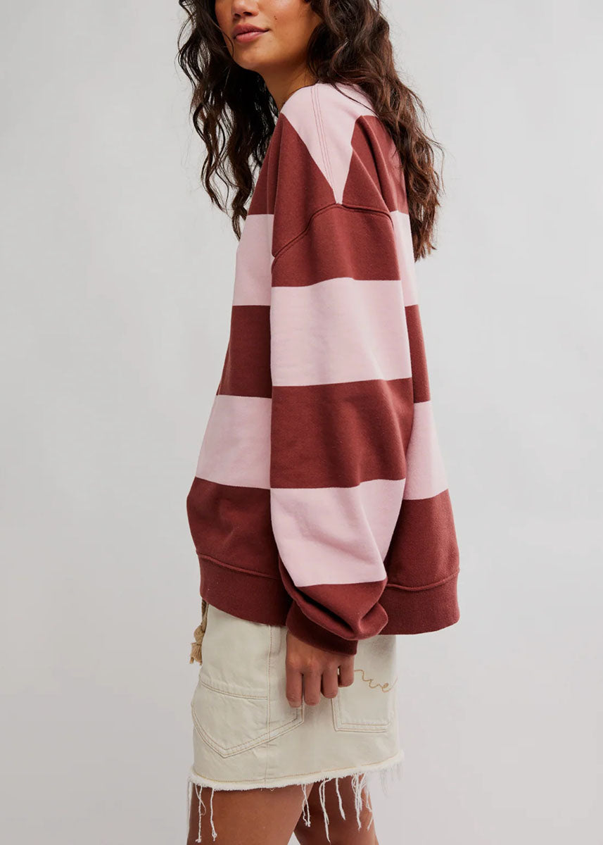 Classic Wide Striped Crew - Strawberry Wine Combo