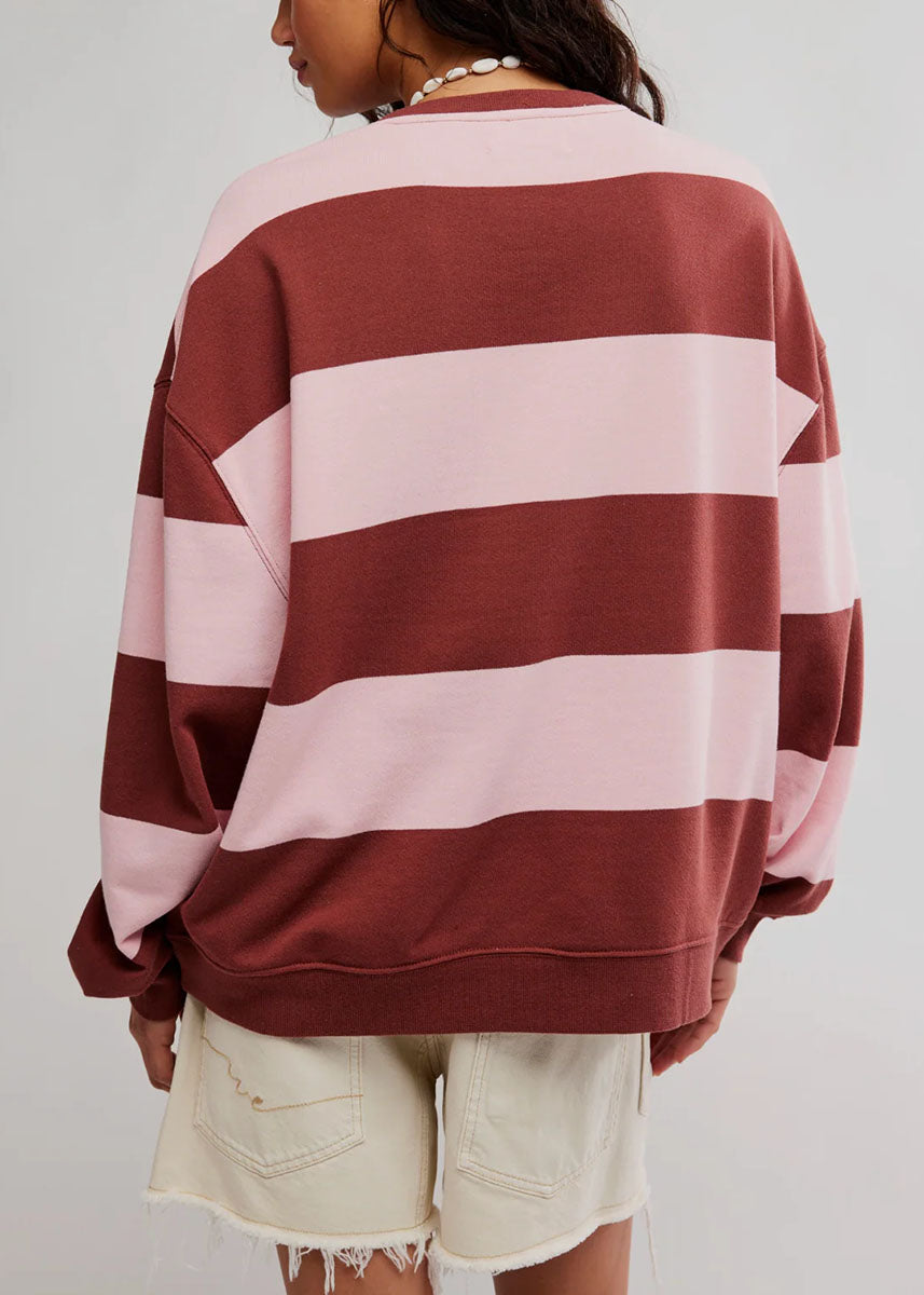 Classic Wide Striped Crew - Strawberry Wine Combo