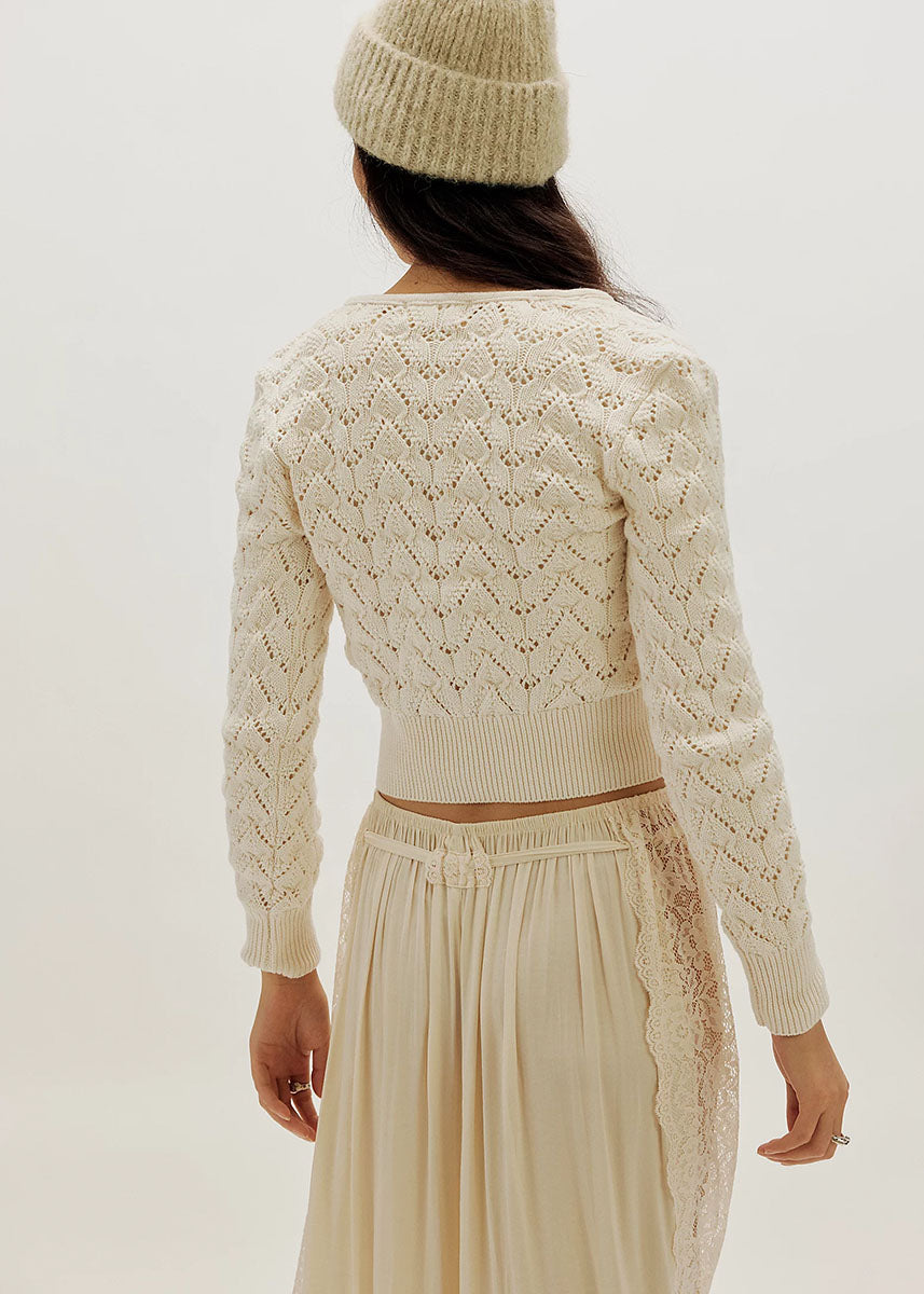 Pretty In Pointelle Cardi - Ivory