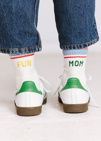 Fun Mom Striped Cuff Mini Crew Sock