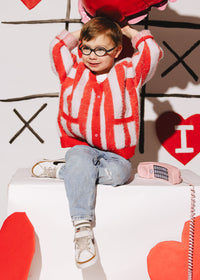 Big Top Striped Cardigan - Red & Lavender