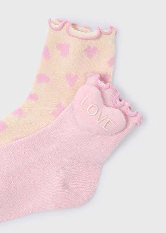 Elsie Jacquard Heart Socks (2-Pack) - Nude
