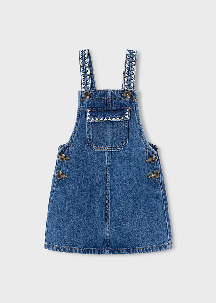 Iris Embroidered Overall Dress - Light Denim