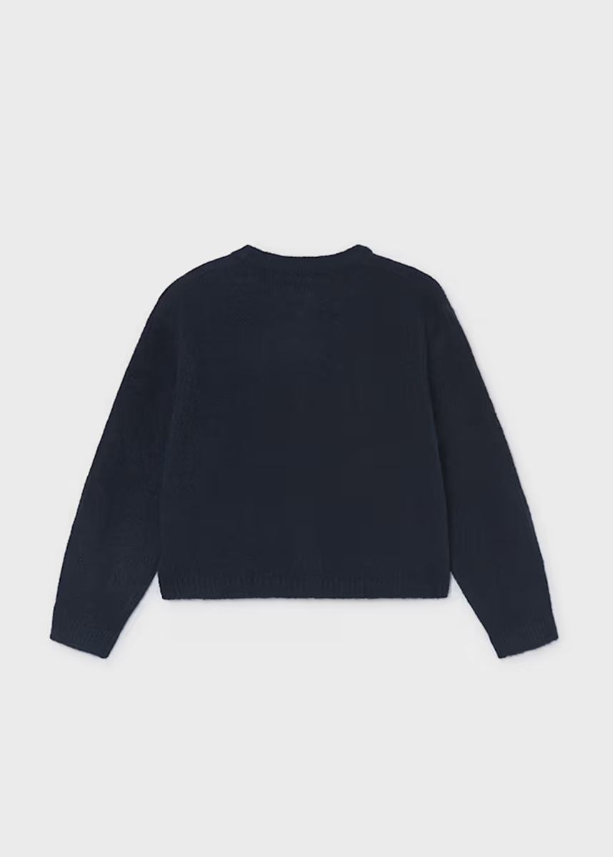 Bow Detail Knit Cardigan - Navy