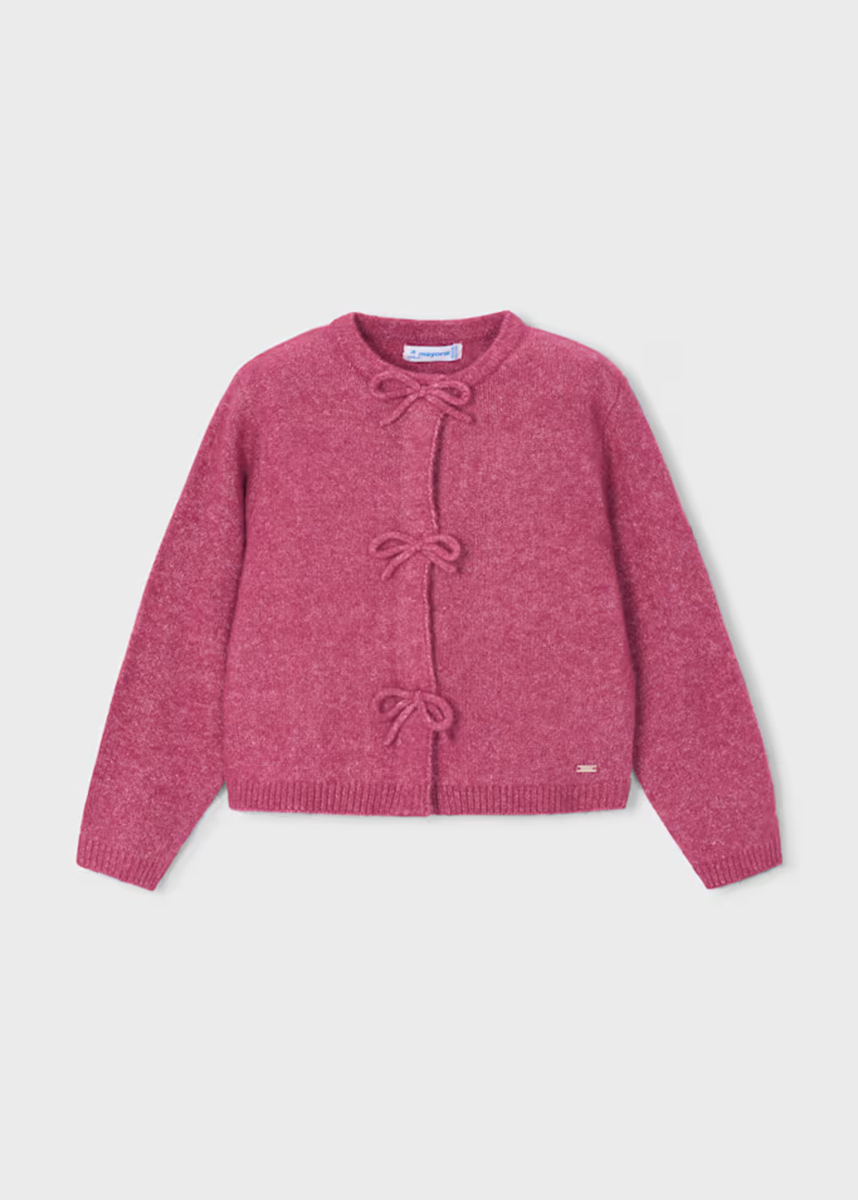 Bow Detail Knit Cardigan - Petal