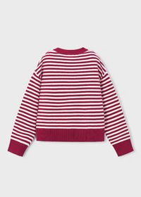 Augusta Striped Sweater With Scarf - Cherry