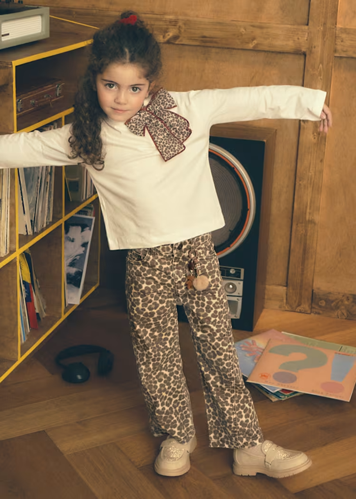Finnie Twill Wide Leg Pants - Leopard