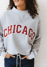 Chicago Mock Neck Sweatshirt - Heather Grey