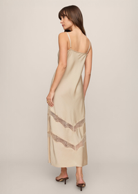 Bruna Lace Inset Midi Dress - Chalk