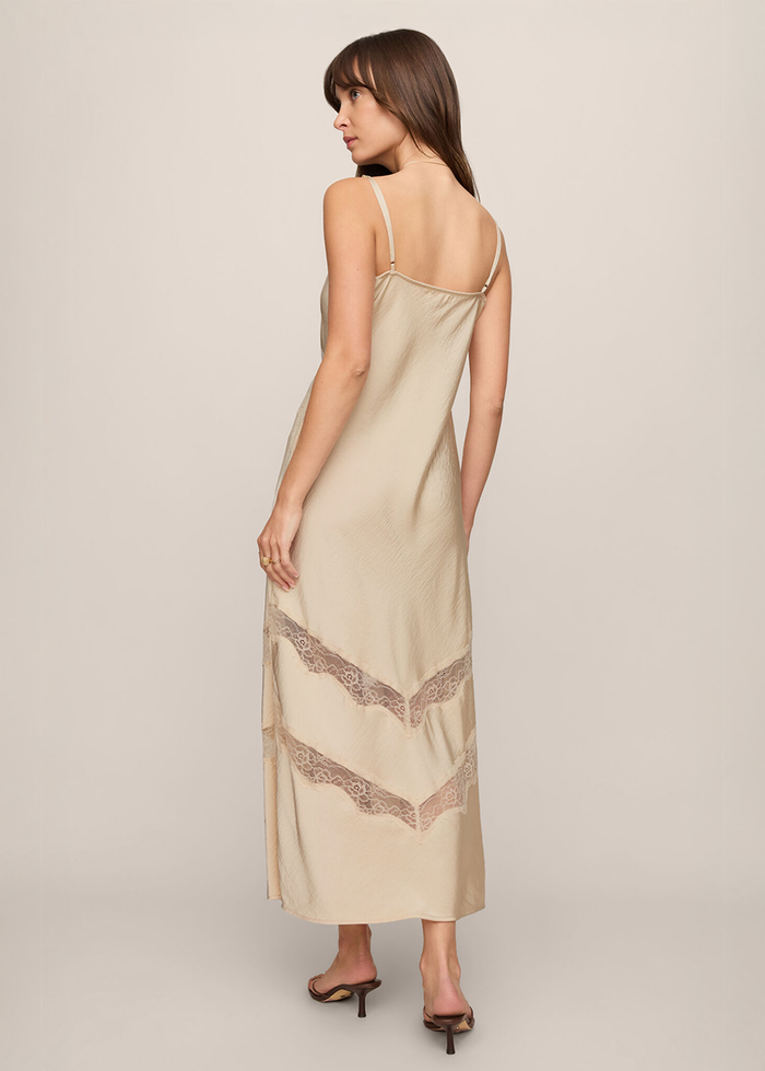 Bruna Lace Inset Midi Dress - Chalk