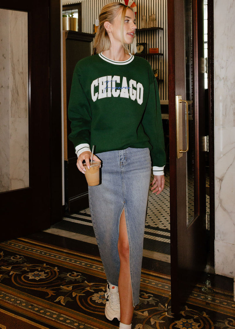 Chicago Forever Embroidered Crew - Green