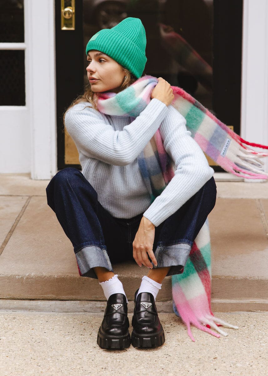 Adult Mad Hatter Ribbed Knit Beanie - Kelly Green