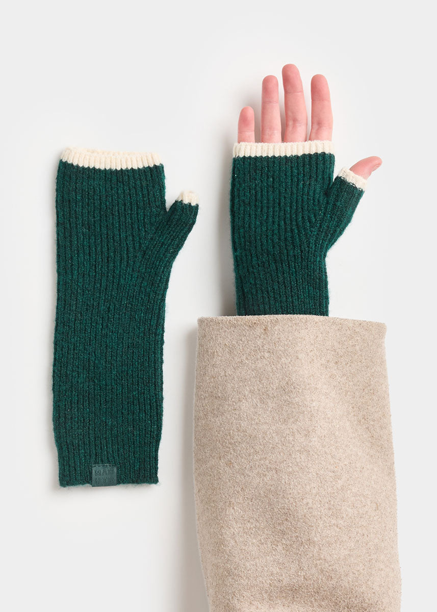 MAD HTR Wrist Warmers - Green & Ivory